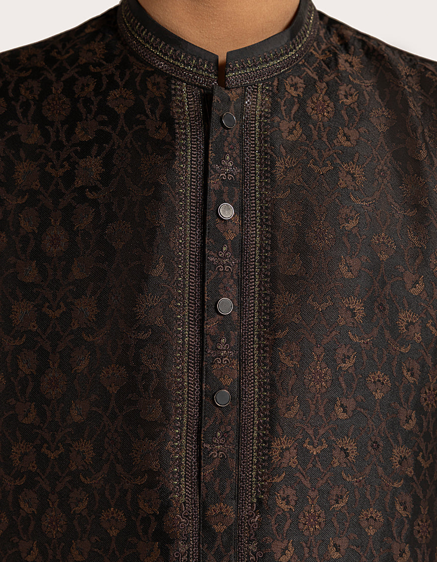 Polyester Antique Brown Special Kurta - J. Junaid Jamshed