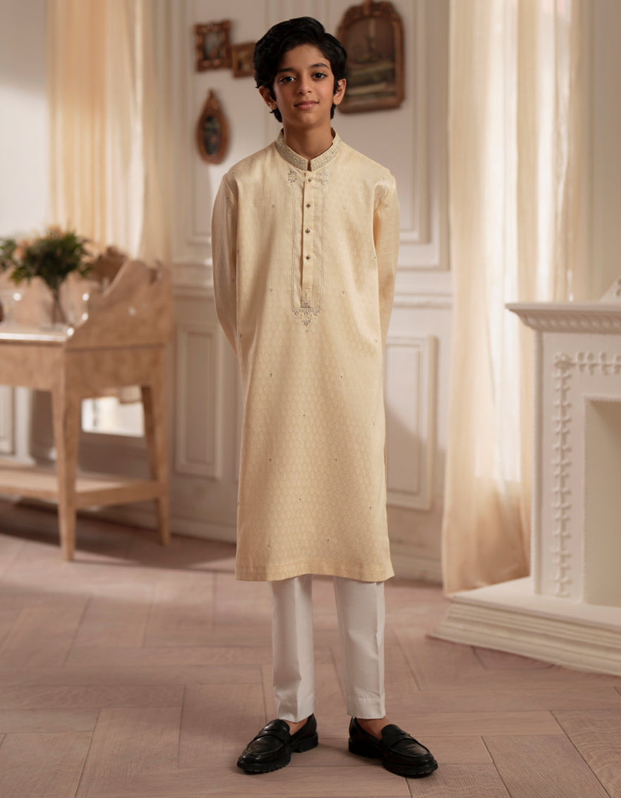 Polyester Fawn Special Kurta - J. Junaid Jamshed