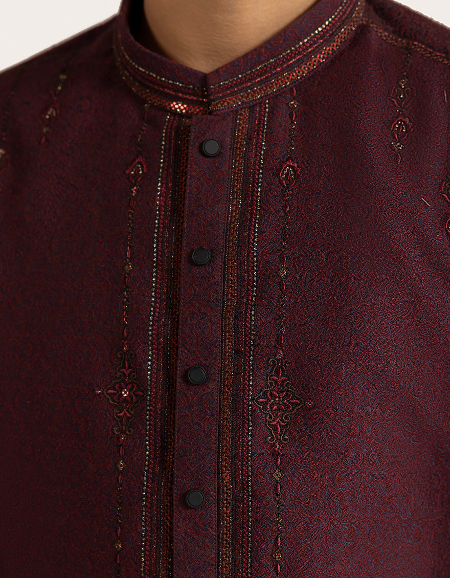 Polyester Plum Special Kurta - J. Junaid Jamshed