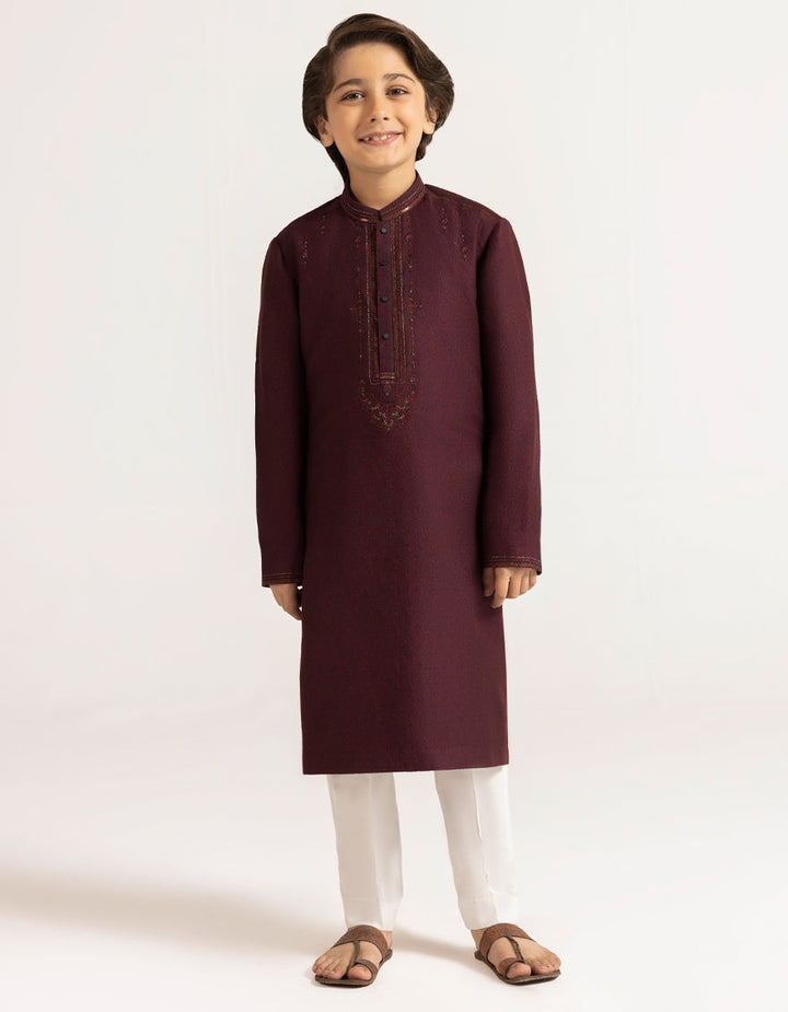 Polyester Plum Special Kurta - J. Junaid Jamshed