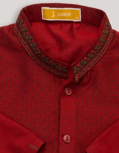 Blended Red Special Kurta - J. Junaid Jamshed