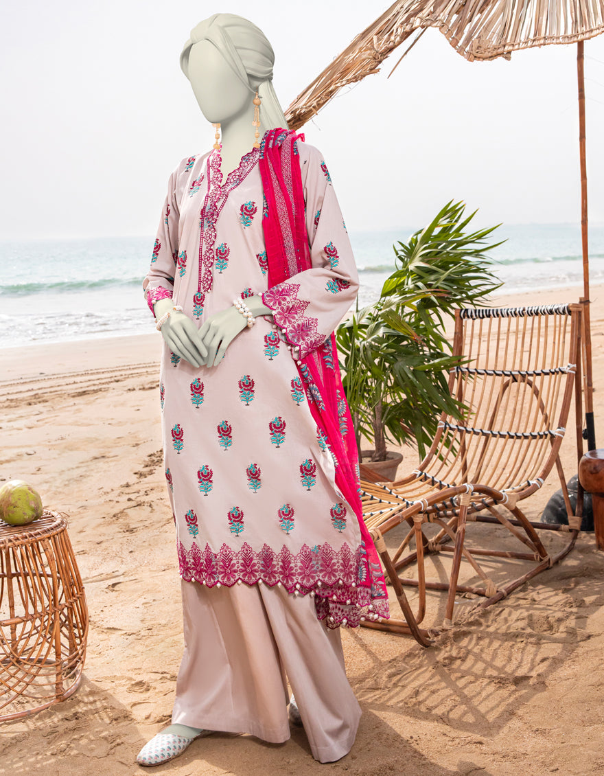 Lawn Pink Unstitched Suit - J. Junaid Jamshed