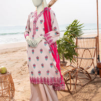 Lawn Pink Unstitched Suit - J. Junaid Jamshed