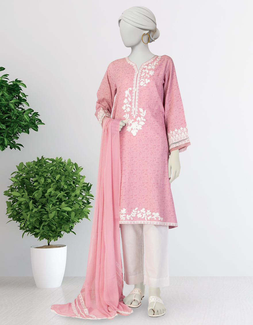 Lawn Pink Stitched Suit - J. Junaid Jamshed