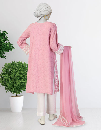 Lawn Pink Stitched Suit - J. Junaid Jamshed