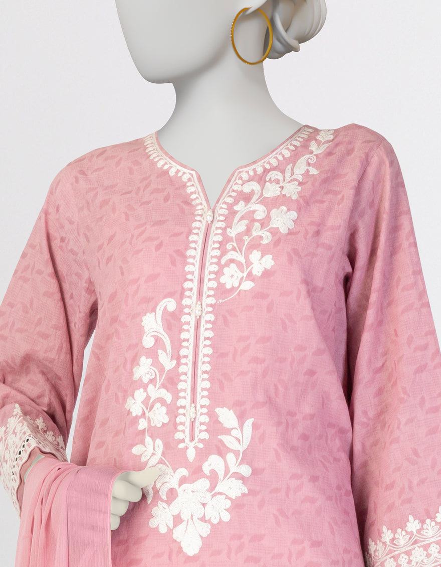 Lawn Pink Stitched Suit - J. Junaid Jamshed