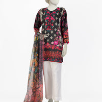 Lawn Black Stitched Suit - J. Junaid Jamshed