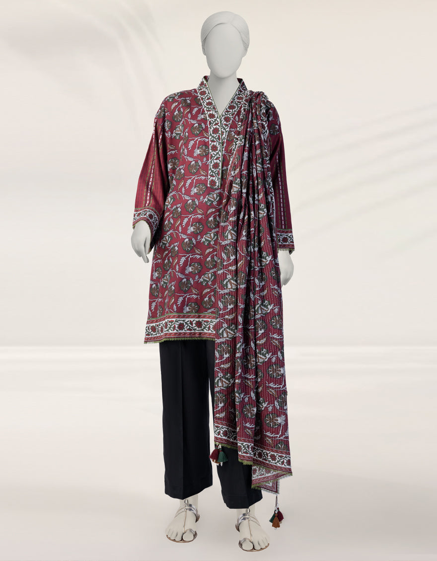Cambric Multicolor Unstitched Suit - J. Junaid Jamshed