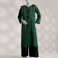 Khaddar Green Stitched Suit - J. Junaid Jamshed