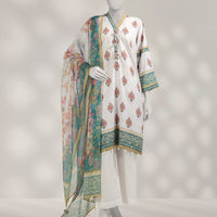 Dobby White Unstitched Suit - J. Junaid Jamshed