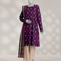 Jacquard Purple Unstitched Suit - J. Junaid Jamshed
