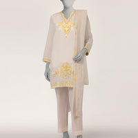 Lawn Off White Stitched Suit - J. Junaid Jamshed