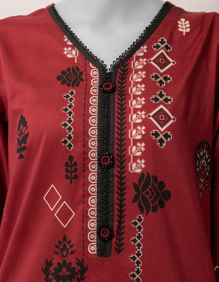 Lawn Maroon Stitched Suit - J. Junaid Jamshed