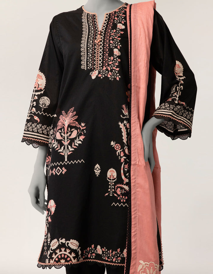 Lawn Black Stitched Suit - J. Junaid Jamshed