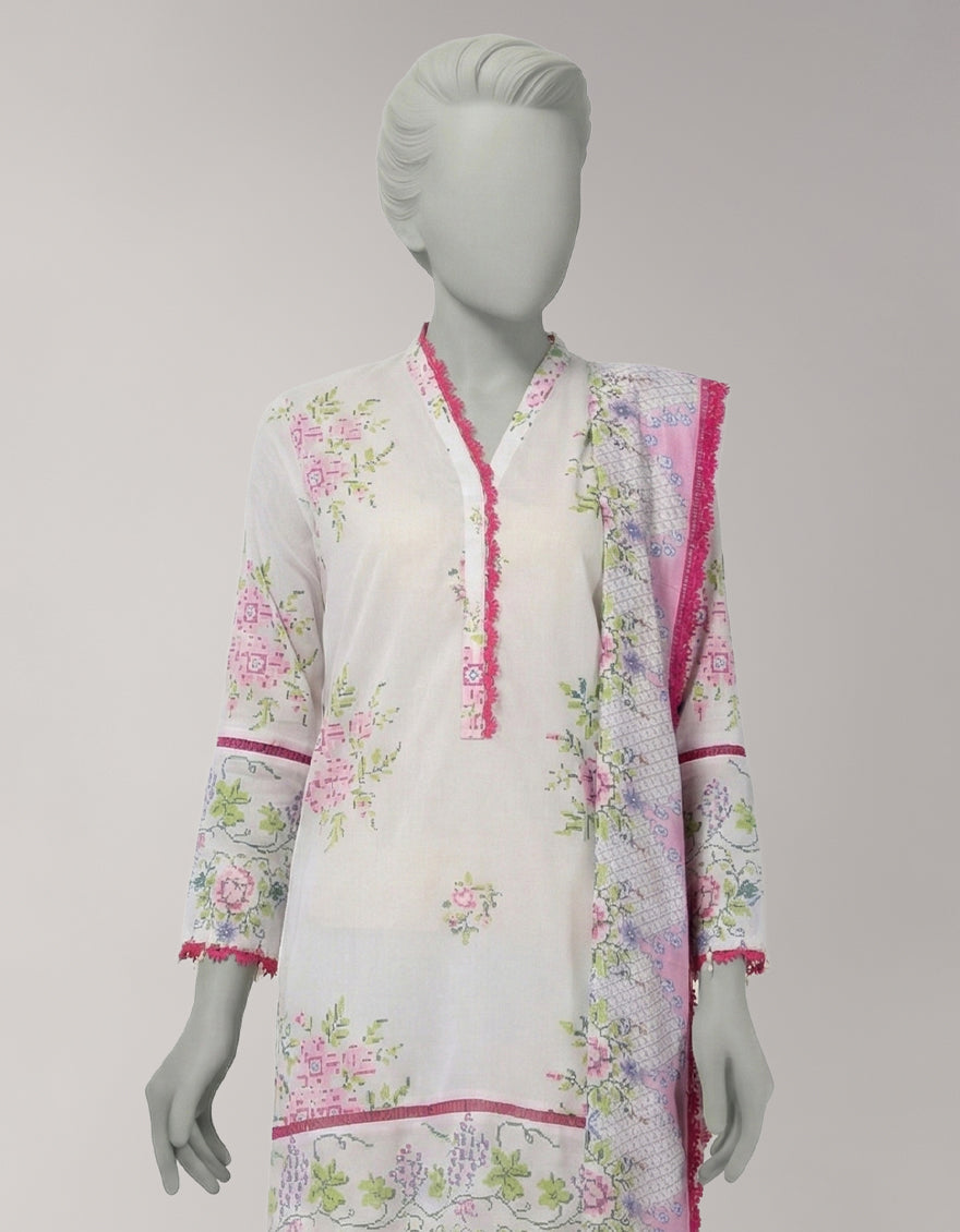 Lawn Multicolor Unstitched Suit - J. Junaid Jamshed