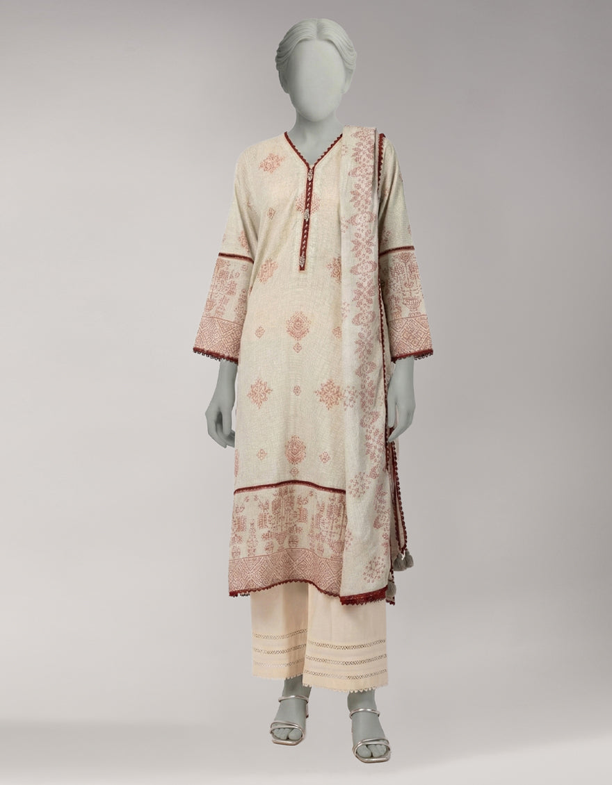 Lawn Multicolor Unstitched Suit - J. Junaid Jamshed