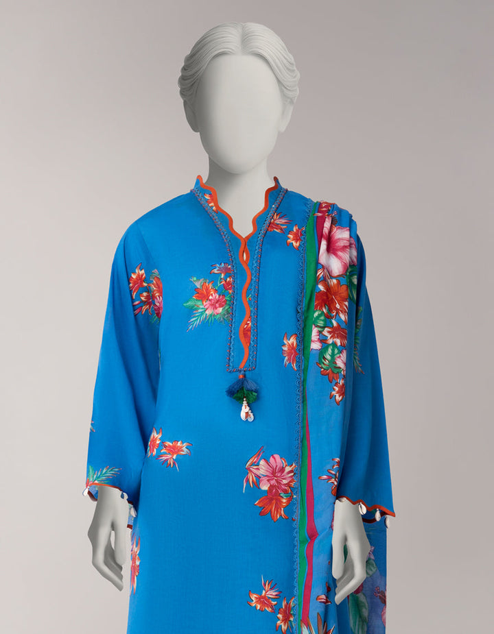 Lawn Multicolor Unstitched Suit - J. Junaid Jamshed