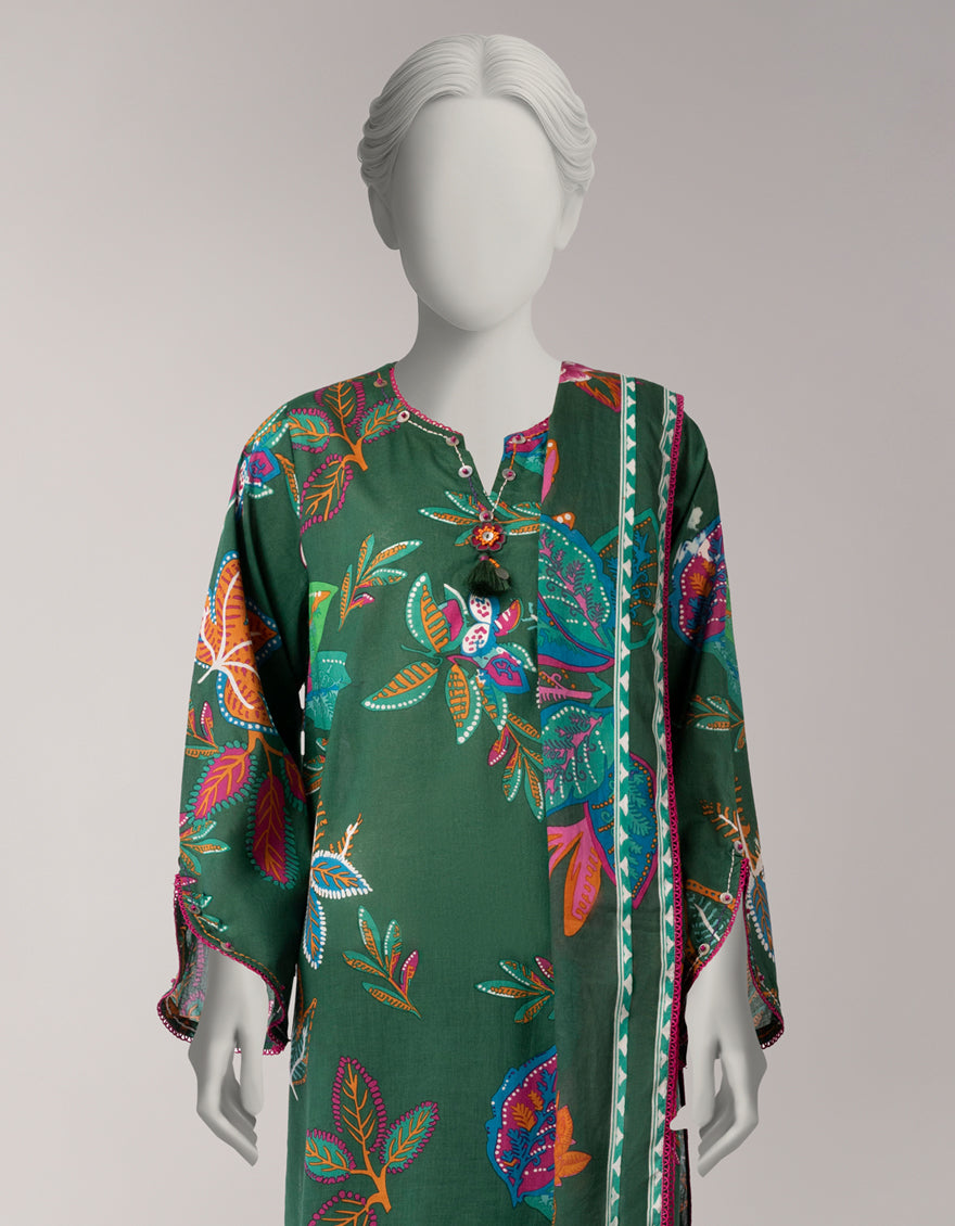 Lawn Multicolor Unstitched Suit - J. Junaid Jamshed