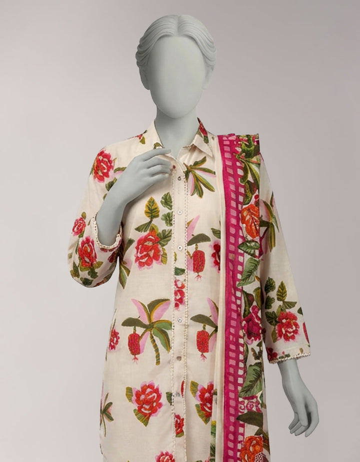 Lawn Multicolor Unstitched Suit - J. Junaid Jamshed