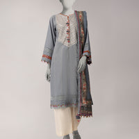 Doria Grey Unstitched Suit - J. Junaid Jamshed