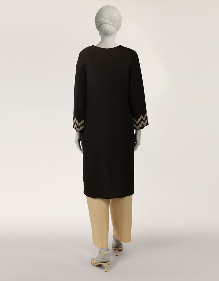 Dobby Black Kurti - J. Junaid Jamshed