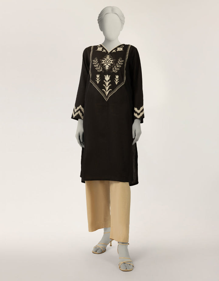 Dobby Black Kurti - J. Junaid Jamshed