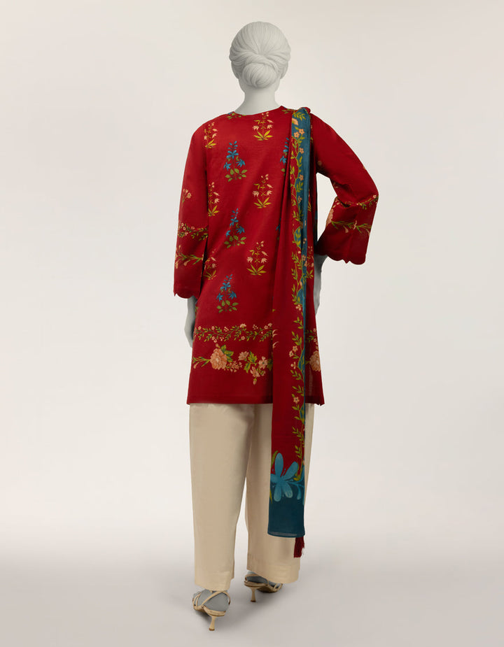 Lawn Maroon Stitched Suit - J. Junaid Jamshed