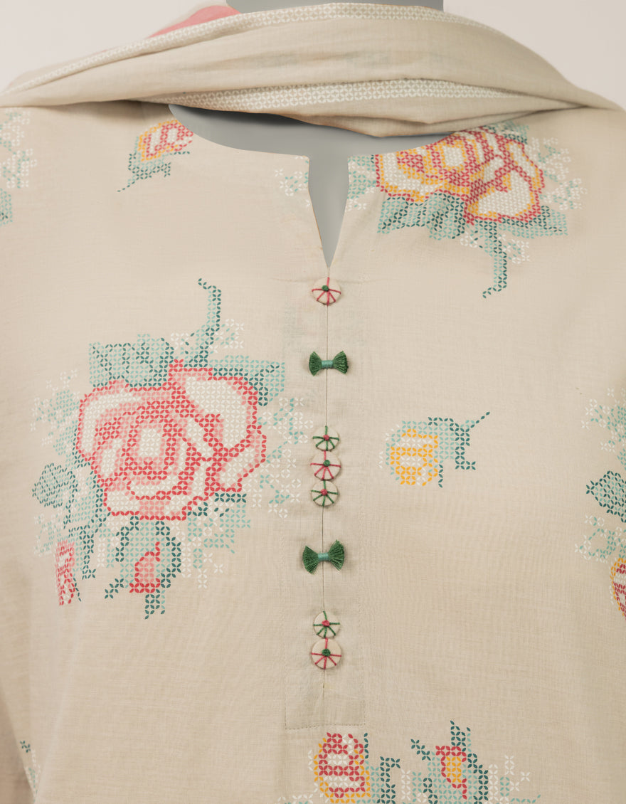 Lawn Grey Stitched Suit - J. Junaid Jamshed