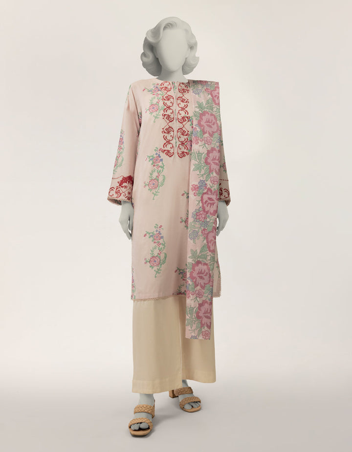 Lawn Pink Stitched Suit - J. Junaid Jamshed