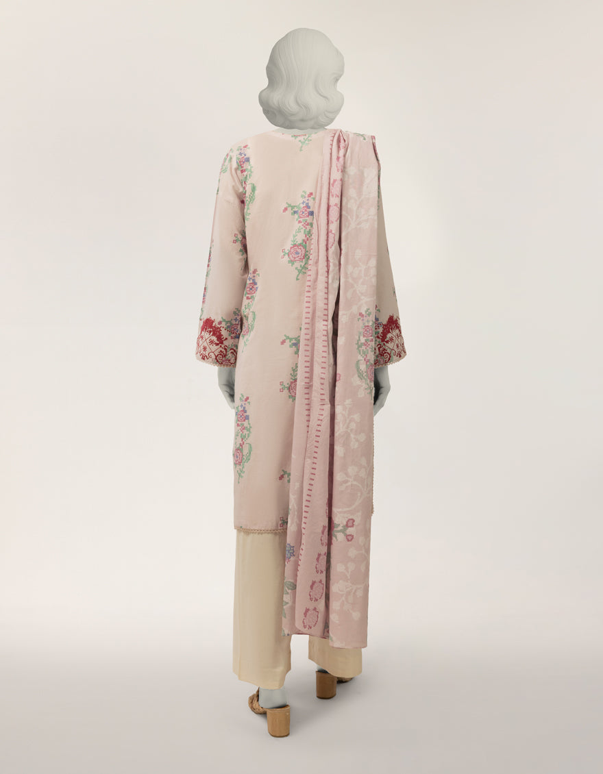 Lawn Pink Stitched Suit - J. Junaid Jamshed