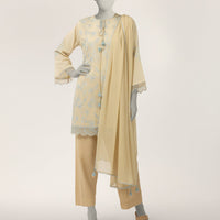 Dobby White Stitched Suit - J. Junaid Jamshed
