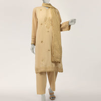 Lawn Beige Stitched Suit - J. Junaid Jamshed