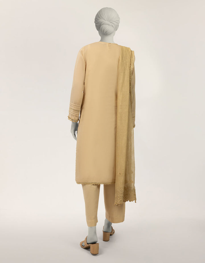 Lawn Beige Stitched Suit - J. Junaid Jamshed