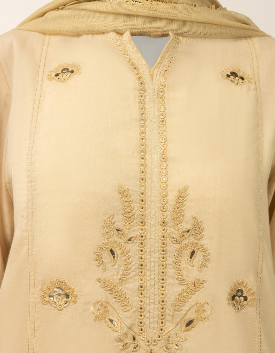Lawn Beige Stitched Suit - J. Junaid Jamshed