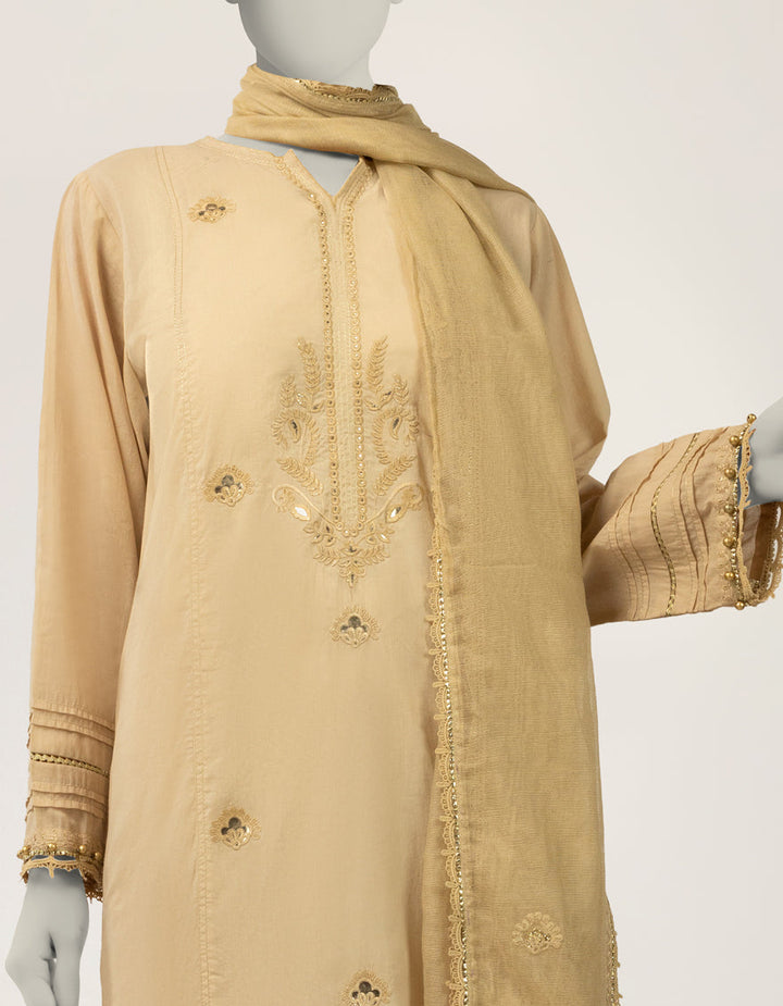 Lawn Beige Stitched Suit - J. Junaid Jamshed