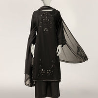 Lawn Black Stitched Suit - J. Junaid Jamshed