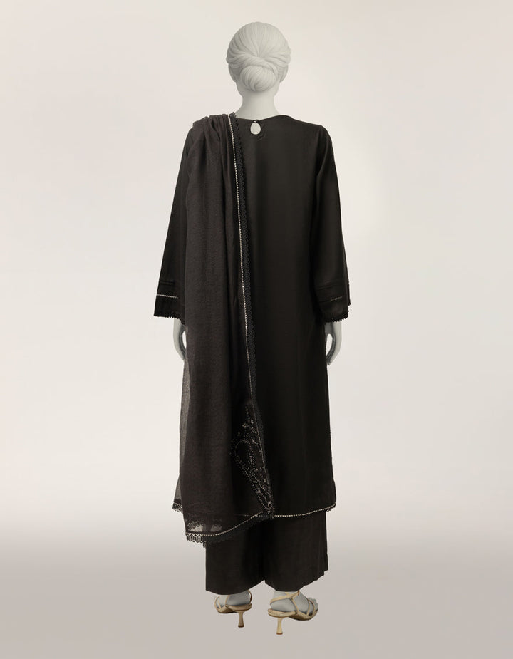 Lawn Black Stitched Suit - J. Junaid Jamshed