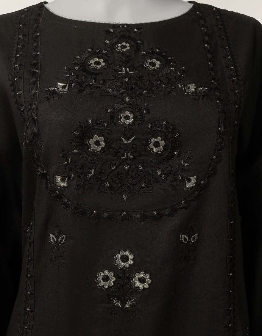 Lawn Black Stitched Suit - J. Junaid Jamshed