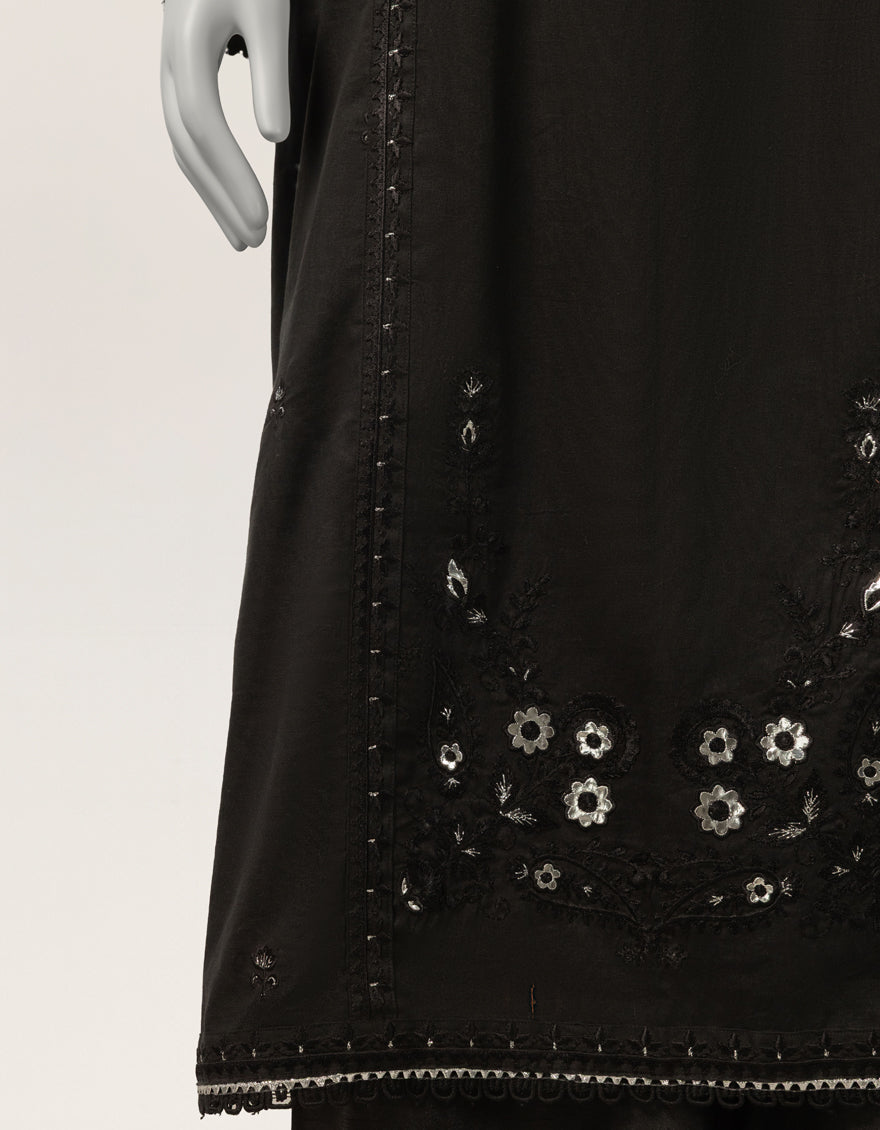 Lawn Black Stitched Suit - J. Junaid Jamshed