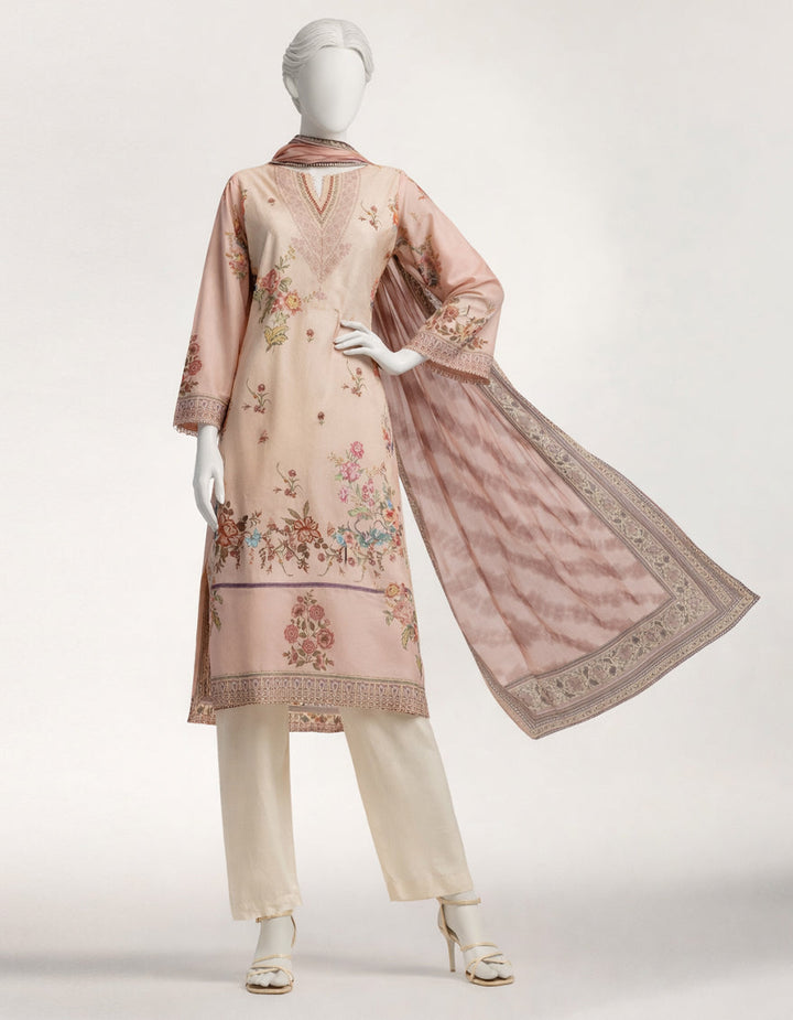 Lawn Beige Stitched Suit - J. Junaid Jamshed