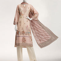 Lawn Beige Stitched Suit - J. Junaid Jamshed