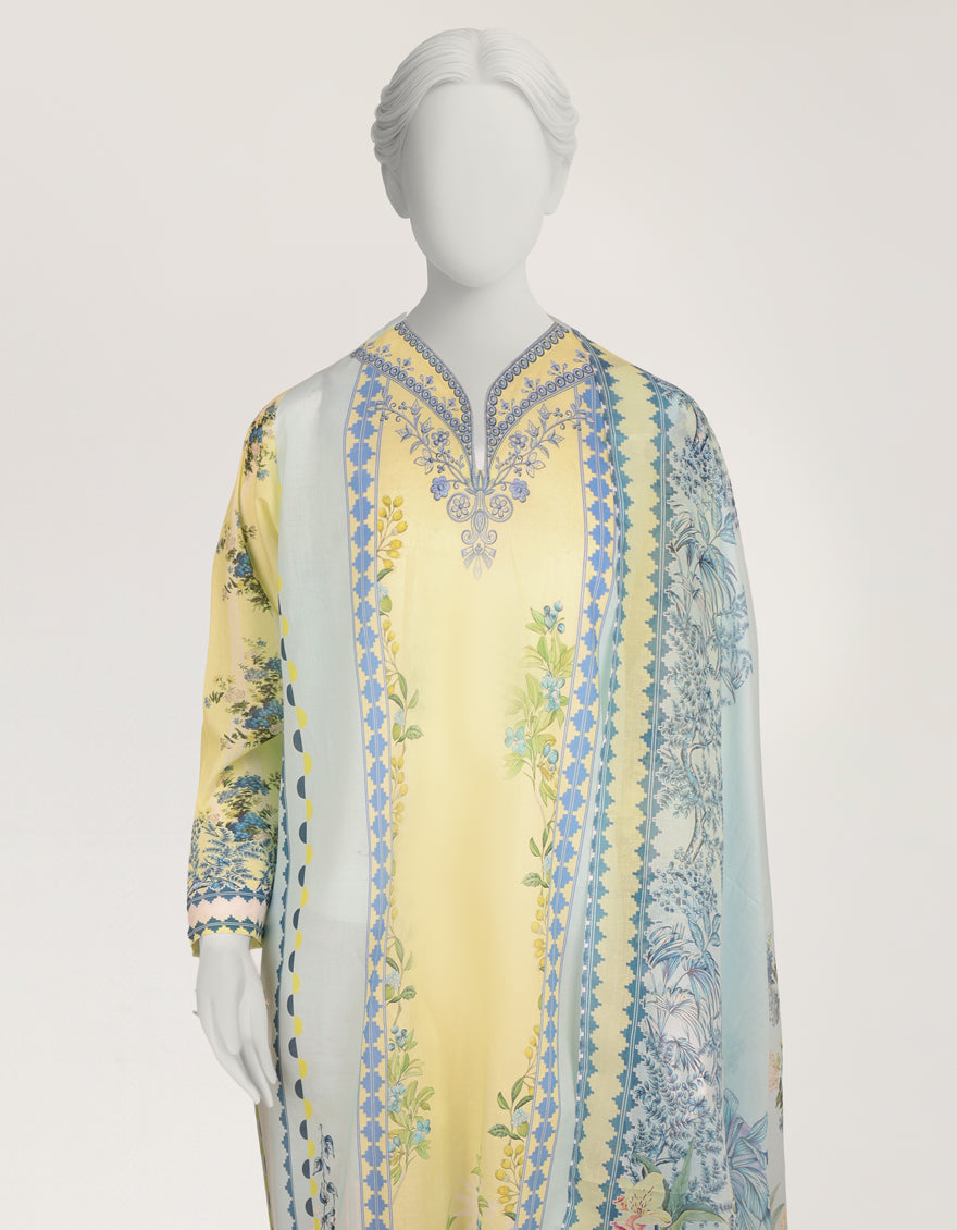 Lawn Sky Blue Stitched Suit - J. Junaid Jamshed
