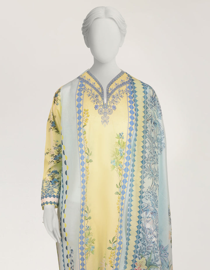 Lawn Sky Blue Stitched Suit - J. Junaid Jamshed