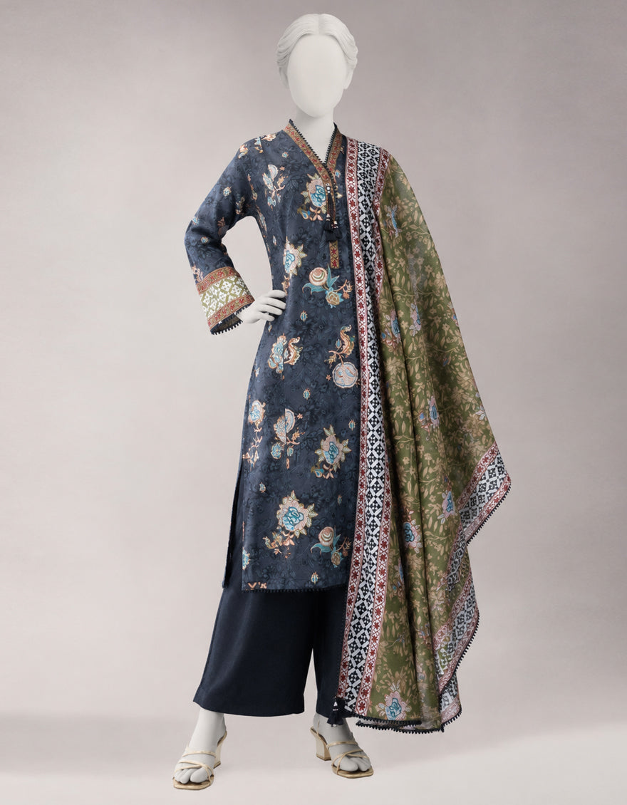 Lawn Multicolor Unstitched Suit - J. Junaid Jamshed