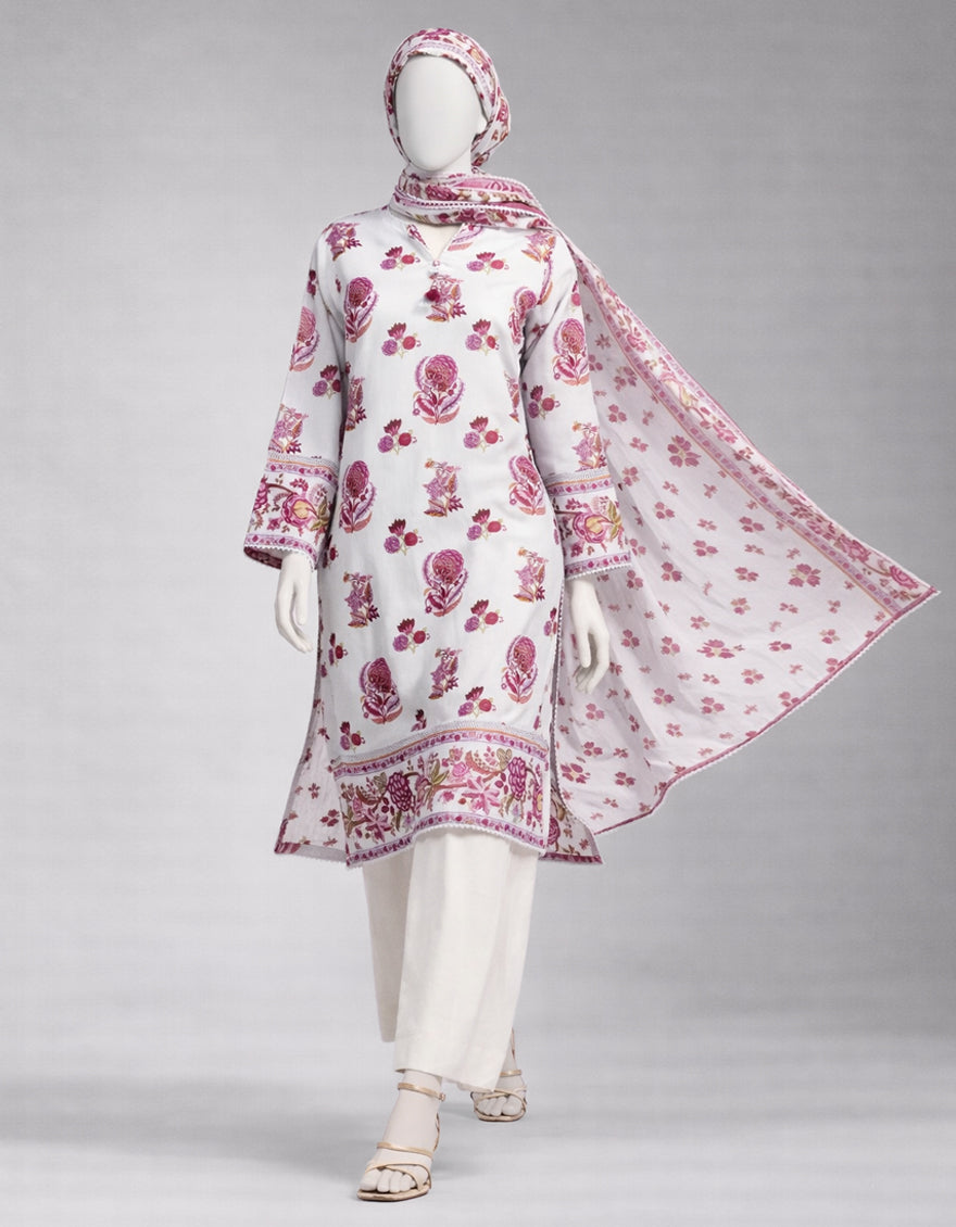 Lawn Multicolor Unstitched Suit - J. Junaid Jamshed