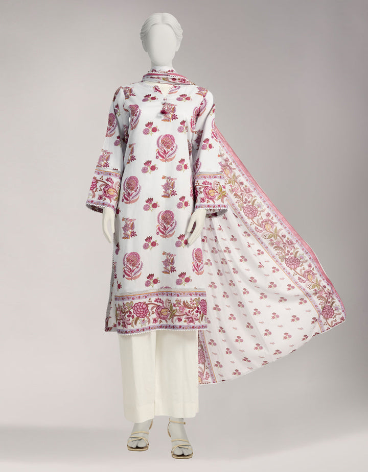 Lawn Multicolor Unstitched Suit - J. Junaid Jamshed