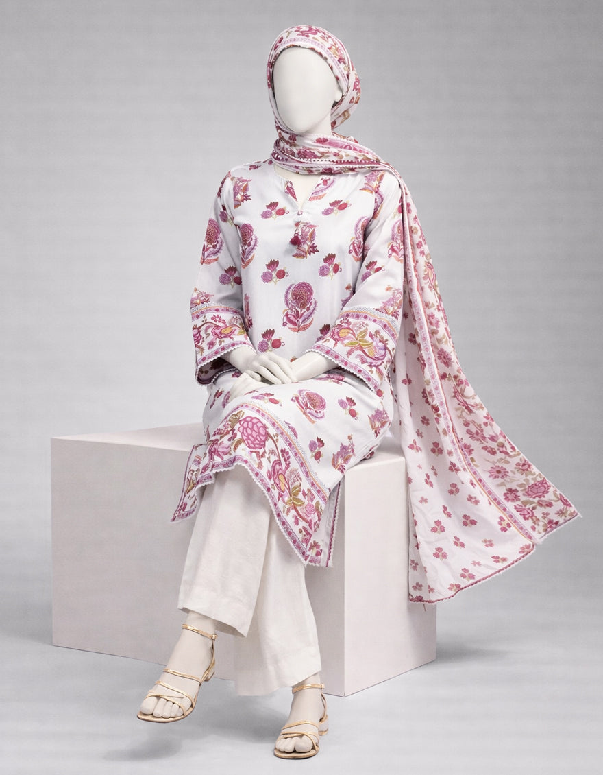 Lawn Multicolor Unstitched Suit - J. Junaid Jamshed