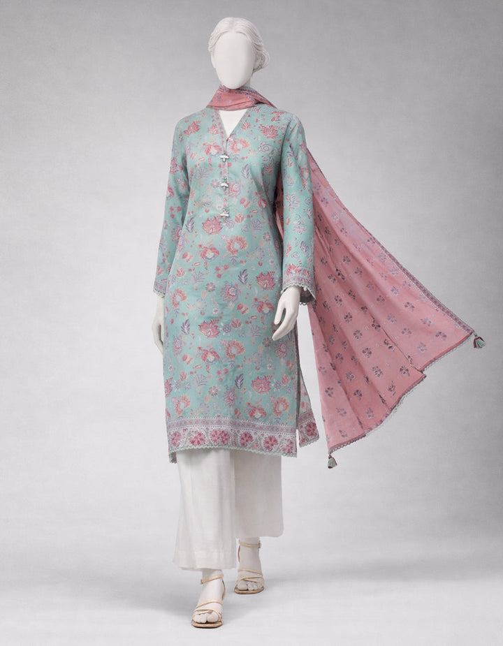 Lawn Multicolor Unstitched Suit - J. Junaid Jamshed