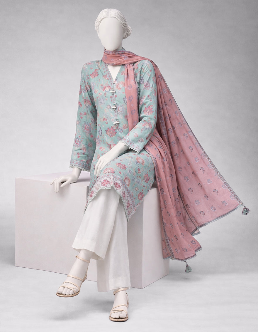 Lawn Multicolor Unstitched Suit - J. Junaid Jamshed