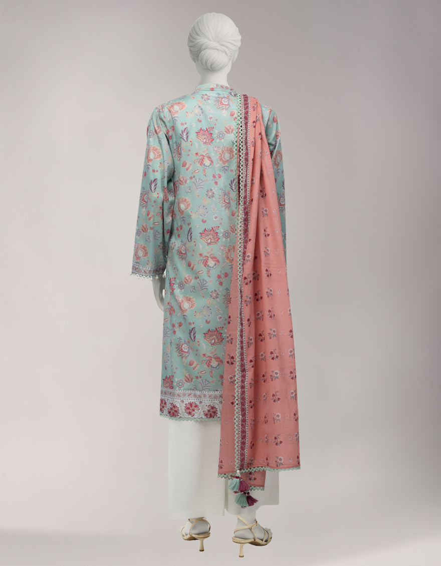 Lawn Multicolor Unstitched Suit - J. Junaid Jamshed